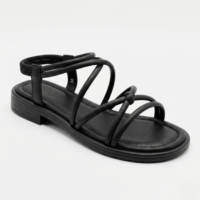 Women's Black Sandals Lonza Cleo Black 207403 6206 with Elegant Straps