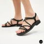 Women's Black Sandals Lonza Cleo Black 207403 6206 with Elegant Straps