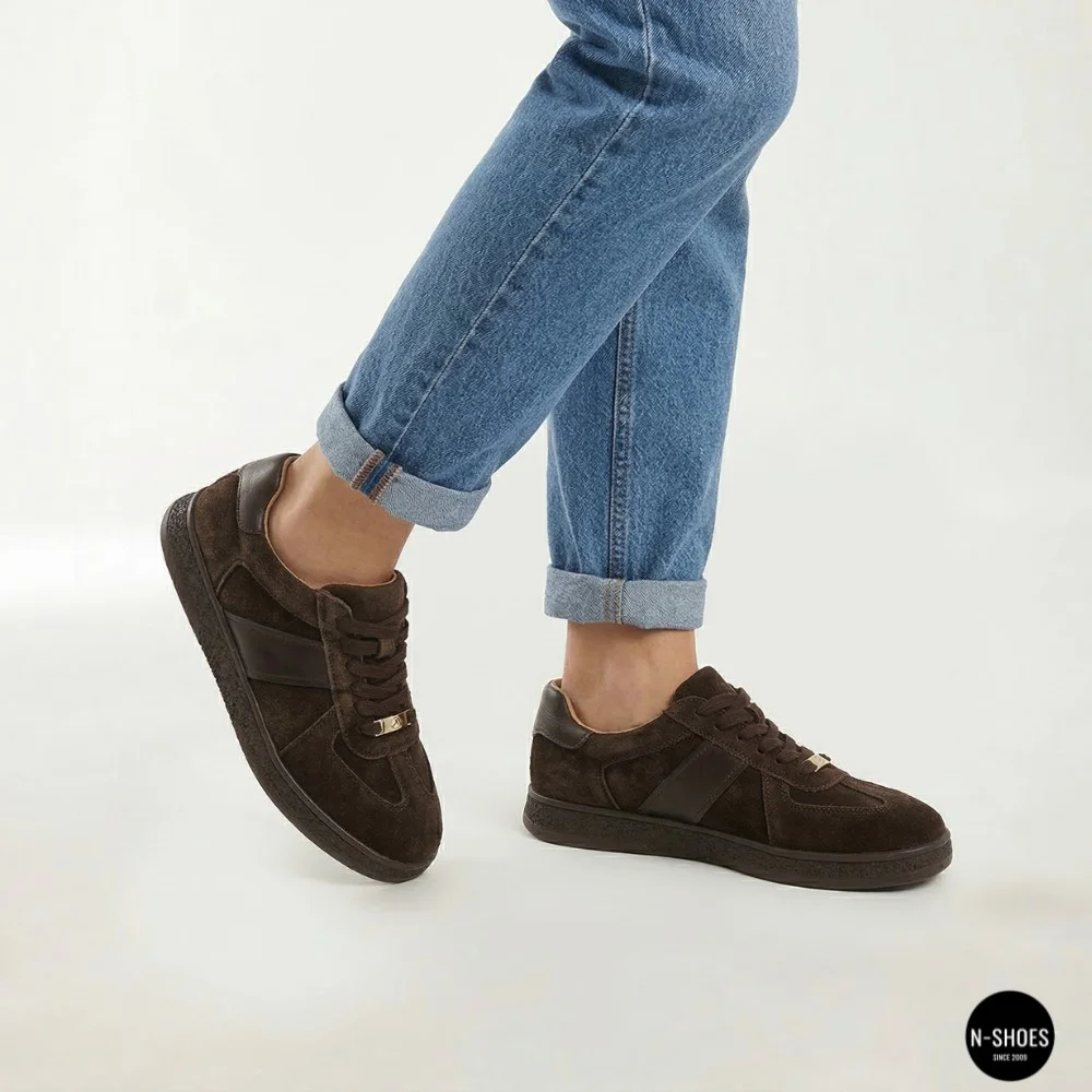 Жіночі коричневі замшеві кеди Allsy 210785 Lonza 212648 Alfi Brown 9227-30-500 brown 6210 у стилі Maison Margiela