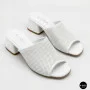 Women's White Perforated Heeled Sabots Ilona 76-453 6218