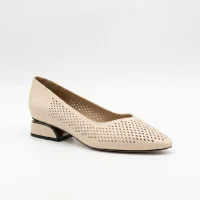 Жіночі бежеві літні туфлі брендів Anna Lucci 207766 dx728-1b beige Lonza 207767 6227 класика з натуральної шкіри з перфорацією на стійкому низькому підборі
