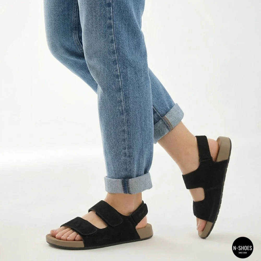 Жіночі замшеві босоніжки Allsy 207290 Lonza NY 207291 Floral Black 6229 на липучках
