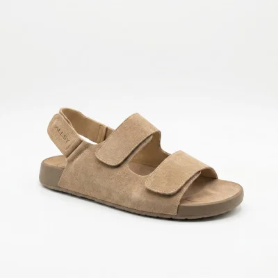 Women's beige suede sandals Allsy 207288 r3268-15 Lonza NY 207289 Floral Beige 6230 with Velcro are comfortable and fashionable