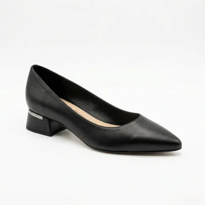 Anna Lucci 208563 jq37-1b black 6242 women's black pumps with a stable heel made of genuine leather
