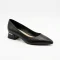 Жіночі чорні туфлі човники на стійкому підборі Anna Lucci 208563 jq37-1b black 6242 з натуральної шкіри