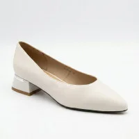 Жіночі білі туфлі човники на стійкому підборі Anna Lucci 208564 jq37-1c white 6243 з натуральної шкіри