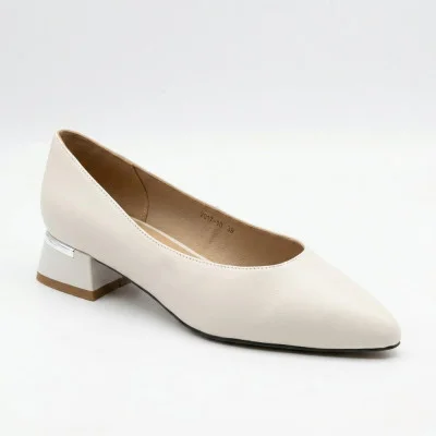 Women's white pumps with a stable heel Anna Lucci 208564 jq37-1c white 6243 made of genuine leather