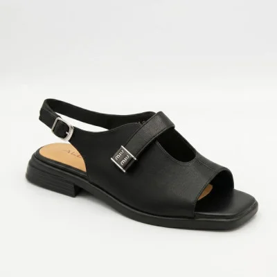Women's black leather sandals ALLSY 211039 v1509-h16-5 Lonza 212442 Ramsi Black 6247