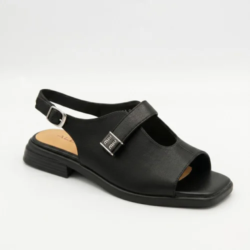 Women's black leather sandals ALLSY 211039 v1509-h16-5 Lonza 212442 Ramsi Black 6247