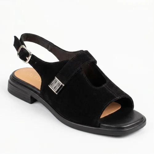 Women's black suede sandals ALLSY 211039 v1509-h16-5 Lonza 212441 black 6248