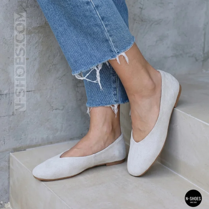 Женские бежевые балетки из натуральной замши Allsy 209237 Lonza 212419 Mavis Beige 6257