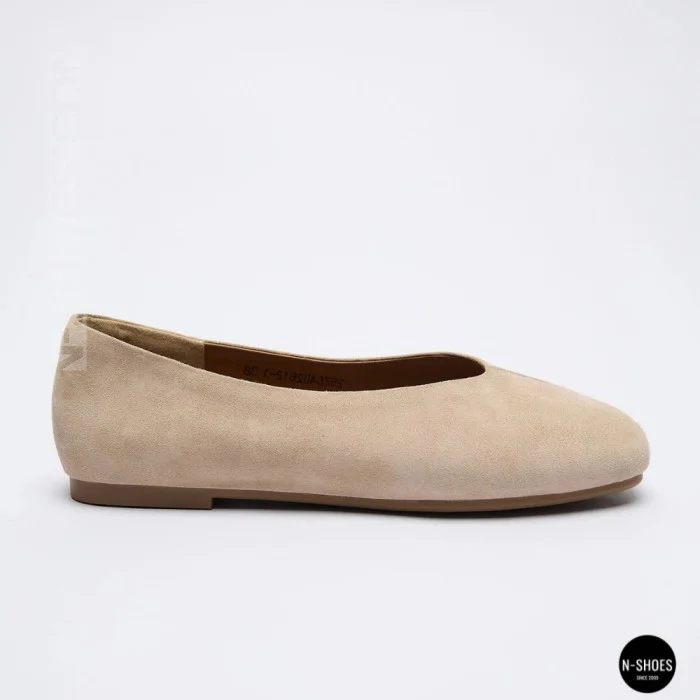 Женские бежевые балетки из натуральной замши Allsy 209237 Lonza 212419 Mavis Beige 6257
