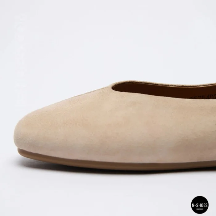 Женские бежевые балетки из натуральной замши Allsy 209237 Lonza 212419 Mavis Beige 6257