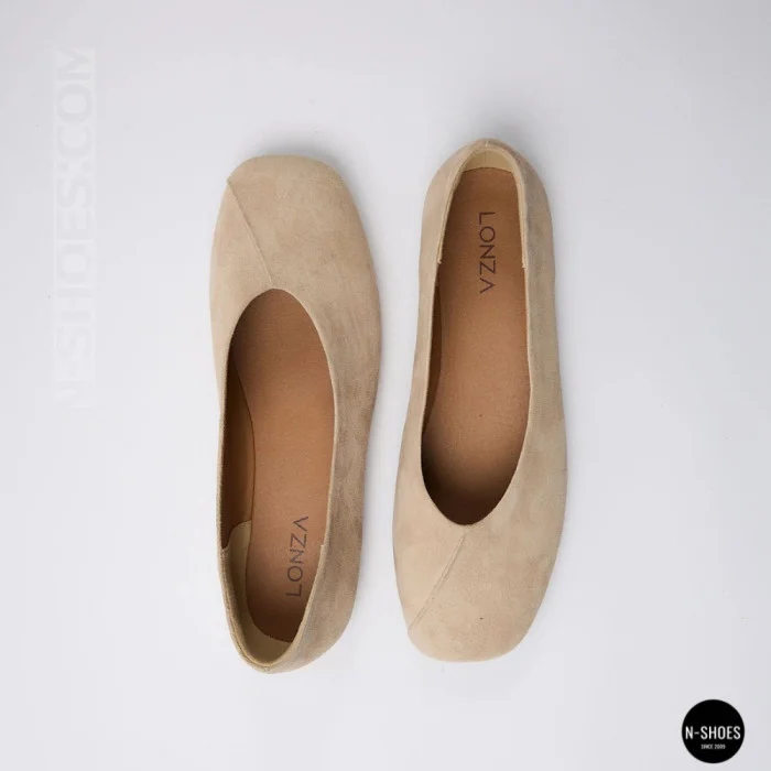 Женские бежевые балетки из натуральной замши Allsy 209237 Lonza 212419 Mavis Beige 6257