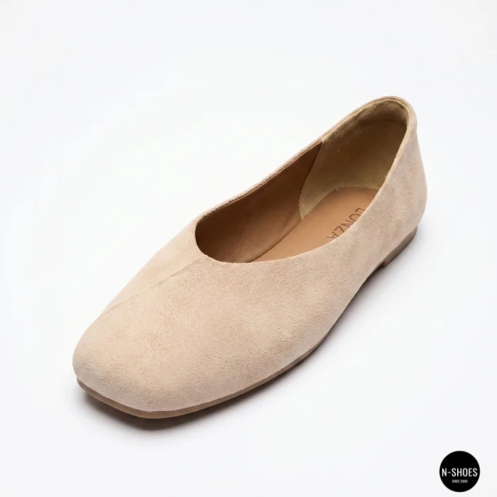 Женские бежевые балетки из натуральной замши Allsy 209237 Lonza 212419 Mavis Beige 6257