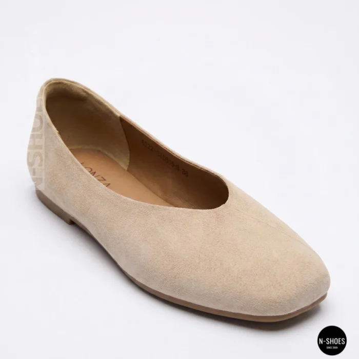 Женские бежевые балетки из натуральной замши Allsy 209237 Lonza 212419 Mavis Beige 6257