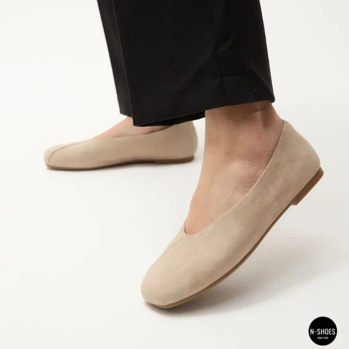 Женские бежевые балетки из натуральной замши Allsy 209237 Lonza 212419 Mavis Beige 6257