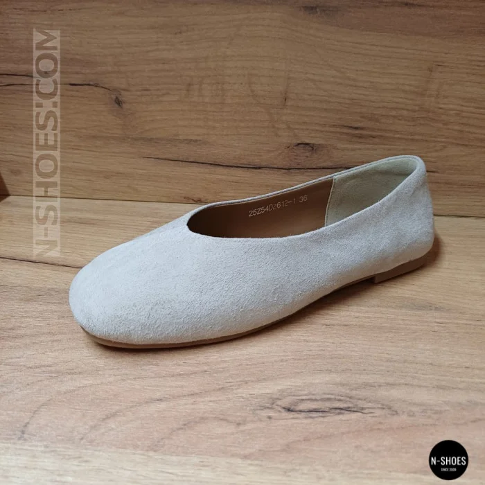 Женские бежевые балетки из натуральной замши Allsy 209237 Lonza 212419 Mavis Beige 6257