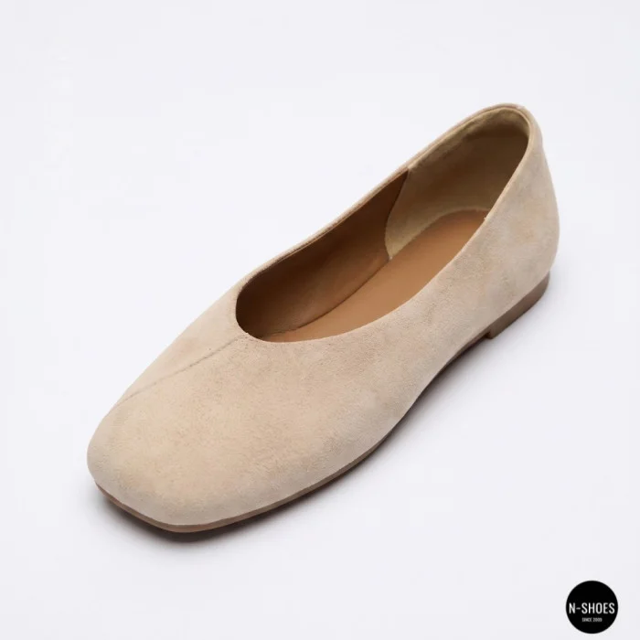 Женские бежевые балетки из натуральной замши Allsy 209237 Lonza 212419 Mavis Beige 6257