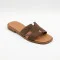 Женские плоские шлепанци HERMES 212833 Lonza 944-4304-32 c 6269 коричневые из натуральной замши в стиле культовой и вневременной модели Hermès Canada Oran sandal