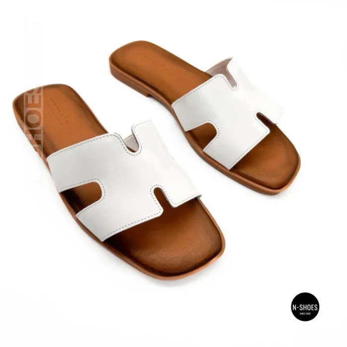 Білі шкіряні шльопанці HERMES Oran 212827 Lonza 212609 94404304-1 l 6270 в стилі тихої розкоші