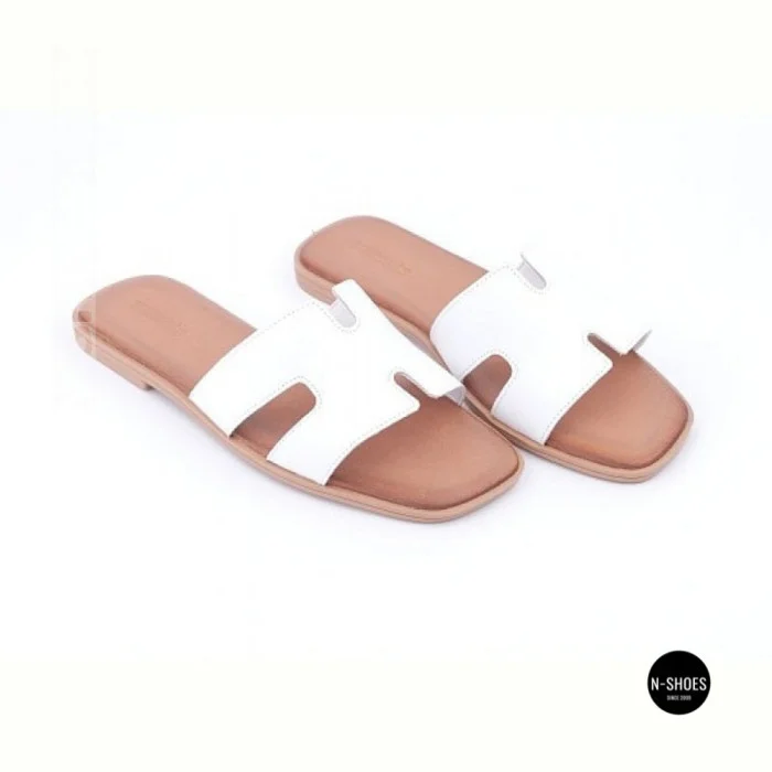 Білі шкіряні шльопанці HERMES Oran 212827 Lonza 212609 94404304-1 l 6270 в стилі тихої розкоші