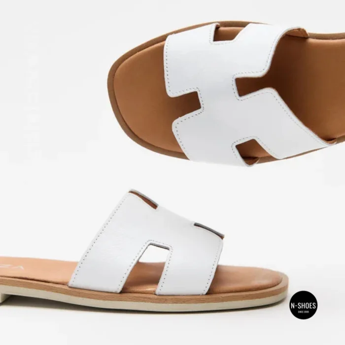 Білі шкіряні шльопанці HERMES Oran 212827 Lonza 212609 94404304-1 l 6270 в стилі тихої розкоші