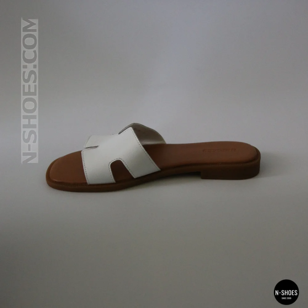 Белые кожаные шлепанцы HERMES Oran 212827 Lonza 212609 94404304-1 l 6270 в стиле тихой роскоши