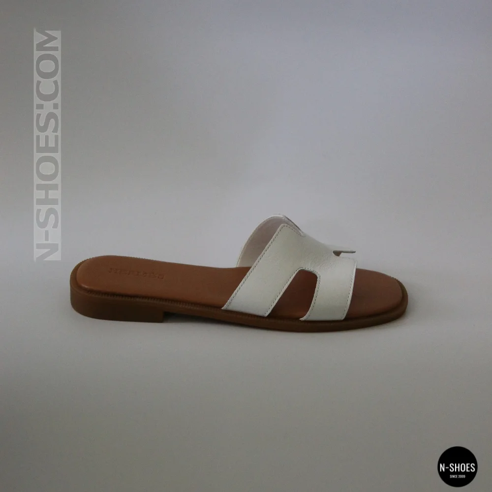 Белые кожаные шлепанцы HERMES Oran 212827 Lonza 212609 94404304-1 l 6270 в стиле тихой роскоши