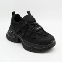 Жіночі трендові кросівки Allsy 216188 25Z28D005-2 6290 BLACK чорні з натуральної шкіри в стилі Balenciaga Triple S