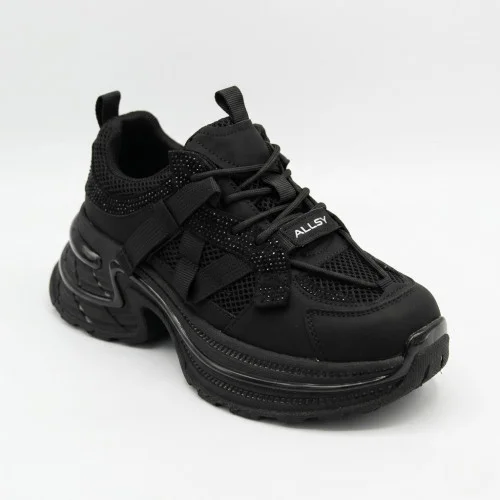 Women's trendy sneakers Lonza 217901 Allsy 216188 25Z28D005-2 6290 BLACK made of genuine leather in the style of Balenciaga Triple S