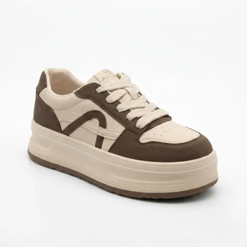 Women's leather platform sneakers Allsy 218443 588-3 6291 BEIGE COFFEE beige demi-season made of genuine leather