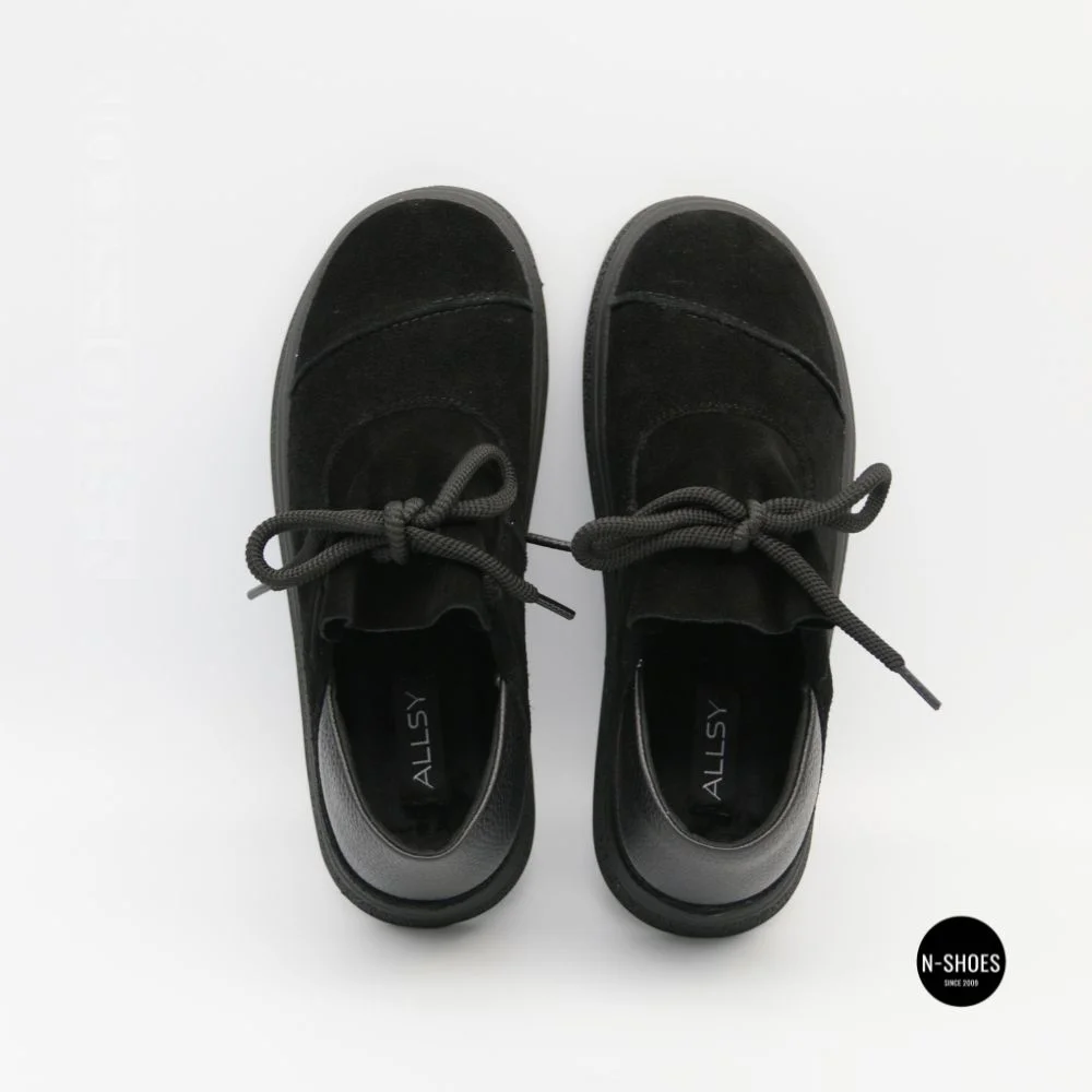 Чорні анатомічні туфлі Allsy 216245 XJ2026-149-1 Lonza 219988 6292 BLACK SUEDE з натуральної замші
