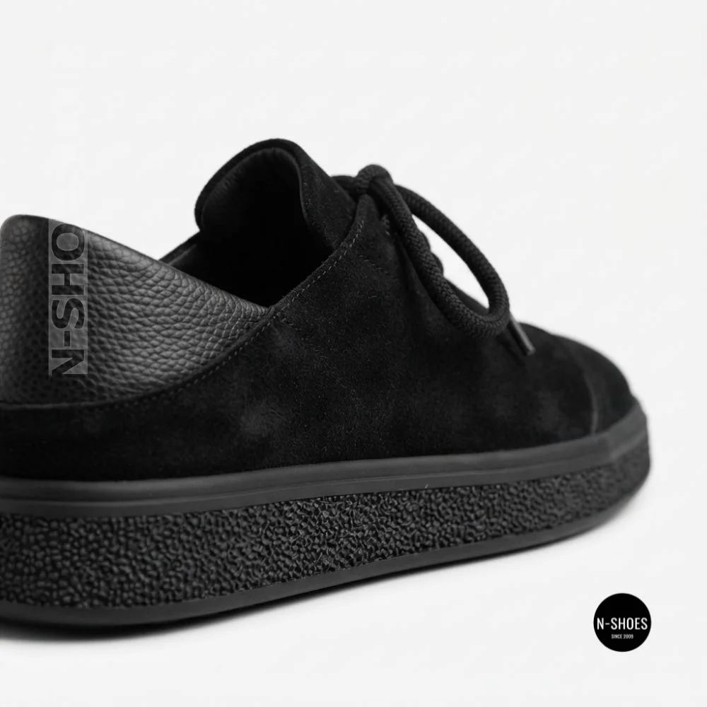 Чорні анатомічні туфлі Allsy 216245 XJ2026-149-1 Lonza 219988 6292 BLACK SUEDE з натуральної замші