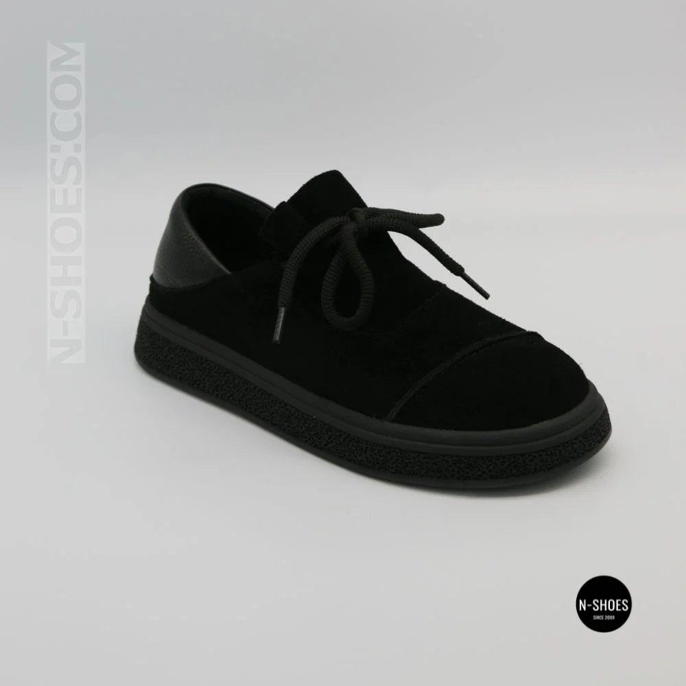 Чорні анатомічні туфлі Allsy 216245 XJ2026-149-1 Lonza 219988 6292 BLACK SUEDE з натуральної замші