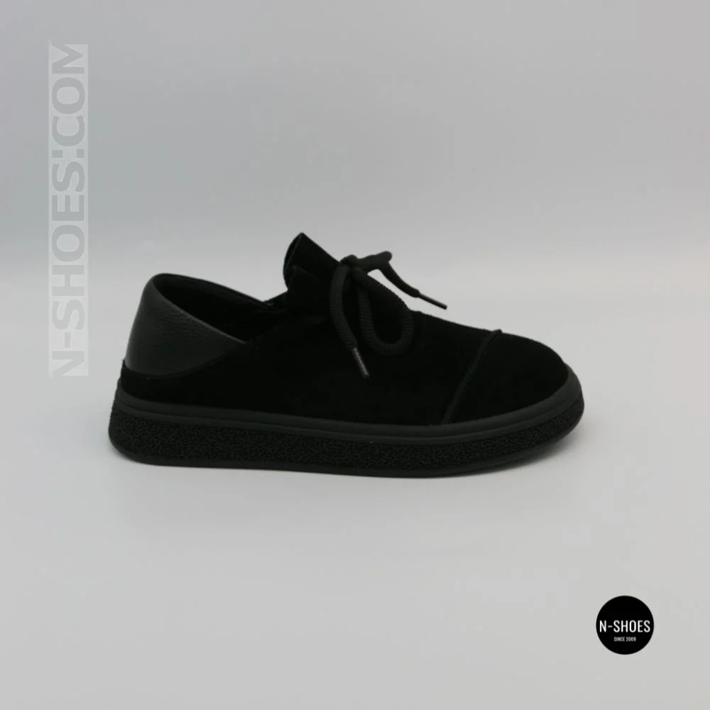 Чорні анатомічні туфлі Allsy 216245 XJ2026-149-1 Lonza 219988 6292 BLACK SUEDE з натуральної замші