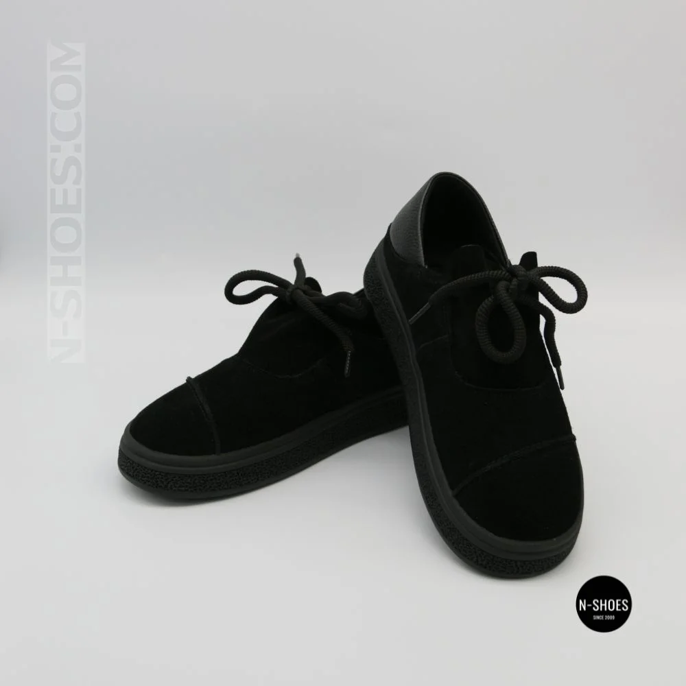 Чорні анатомічні туфлі Allsy 216245 XJ2026-149-1 Lonza 219988 6292 BLACK SUEDE з натуральної замші