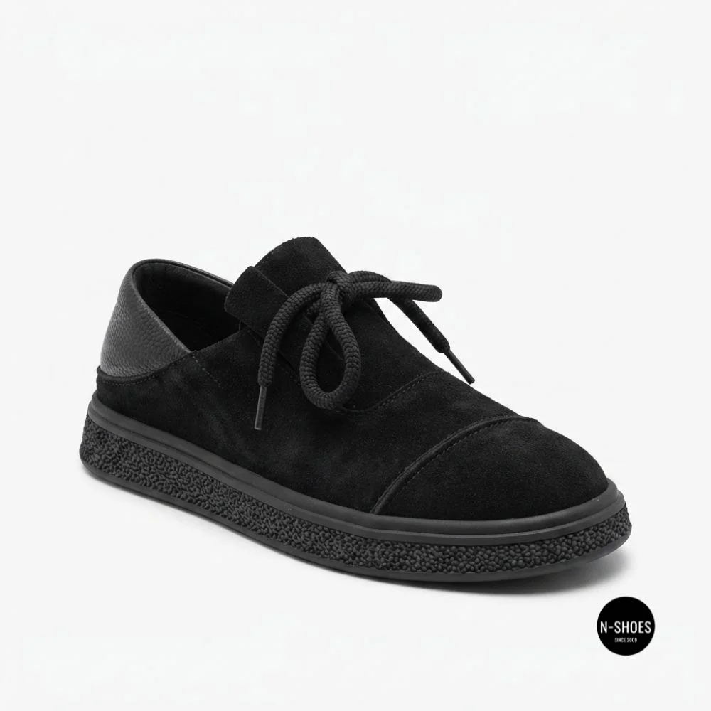 Чорні анатомічні туфлі Allsy 216245 XJ2026-149-1 Lonza 219988 6292 BLACK SUEDE з натуральної замші