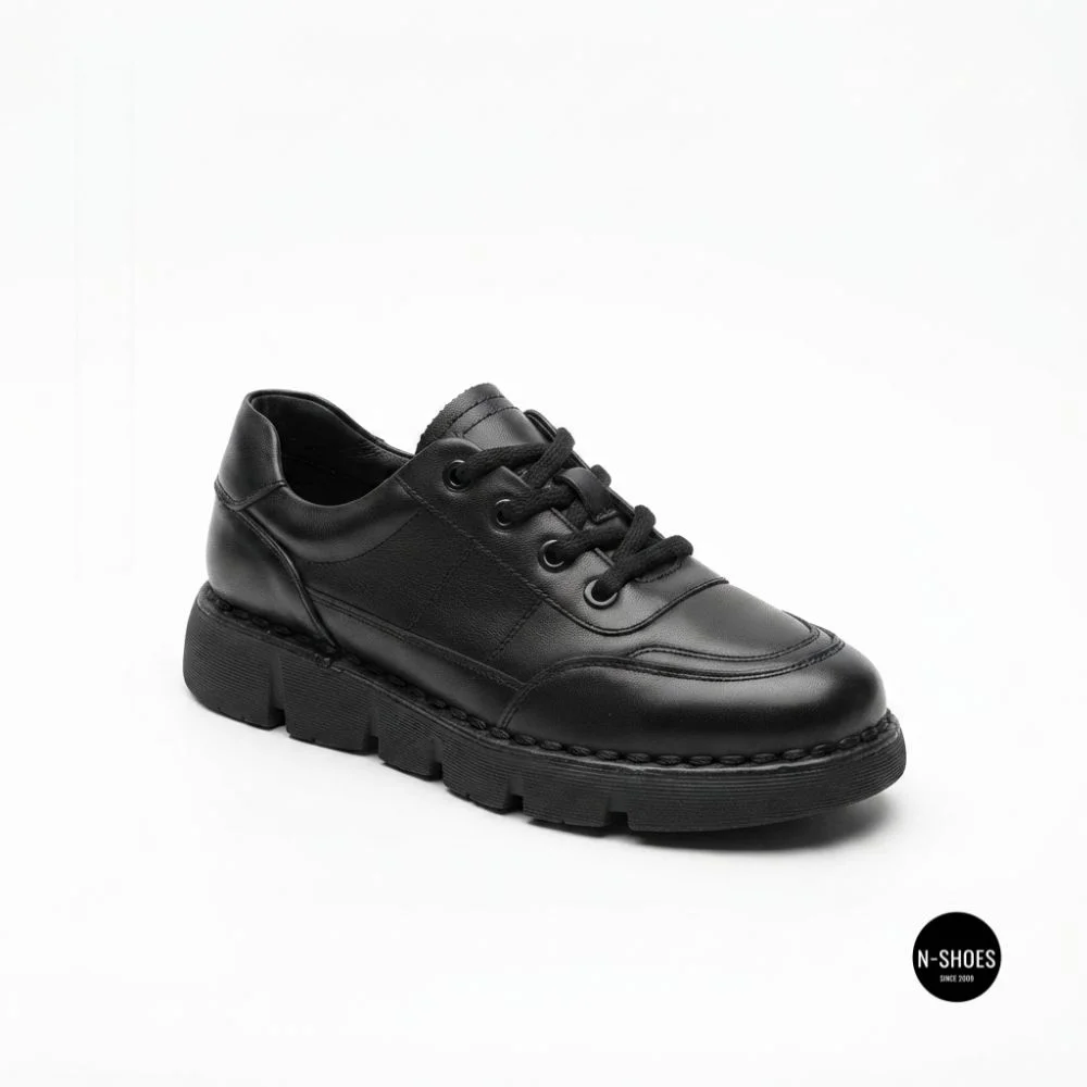 Жіночі шкіряні туфлі на платформі Allsy 220131 86722-21 Lonza 220132 6294 BLACK KOGA