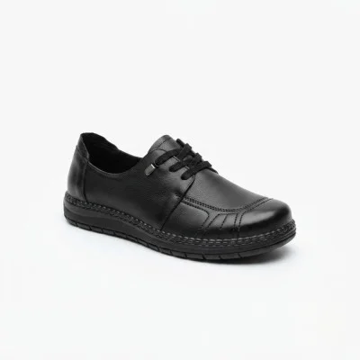 Женские комфортные туфли Allsy 217327 220447 26Q1D3344-1 Lonza 219815 220902 6295 BIG BLACK черные демисезонные из натуральной кожи