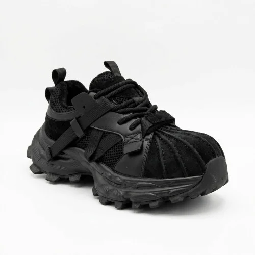 Women's trendy sneakers Allsy 216188 218513 66276-1-H 6299 BLACK made of genuine leather in steel Balenciaga Track
