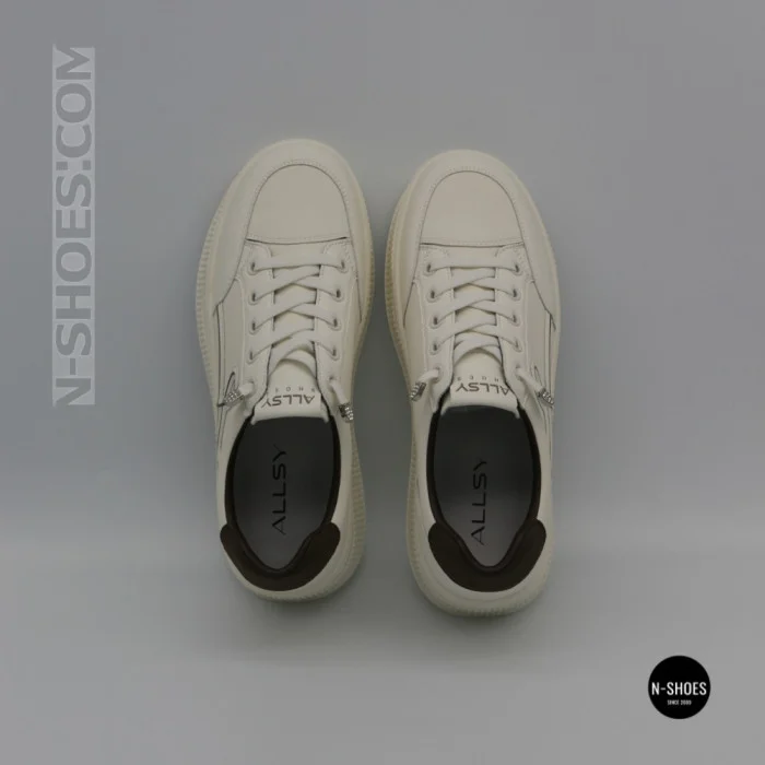 Allsy 218828 218829 6301 White-Brown Sneakers: Genuine Leather Comfort