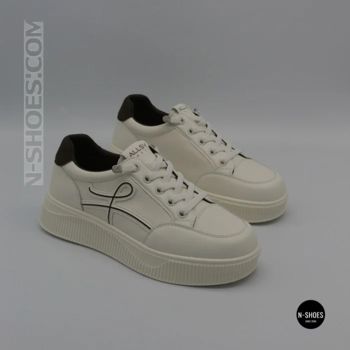 Allsy 218828 218829 6301 White-Brown Sneakers: Genuine Leather Comfort