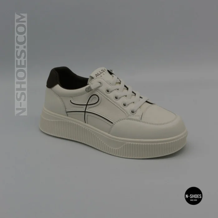Allsy 218828 218829 6301 White-Brown Sneakers: Genuine Leather Comfort