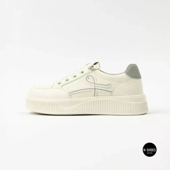 Allsy 218828 218829 6301 White-Brown Sneakers: Genuine Leather Comfort
