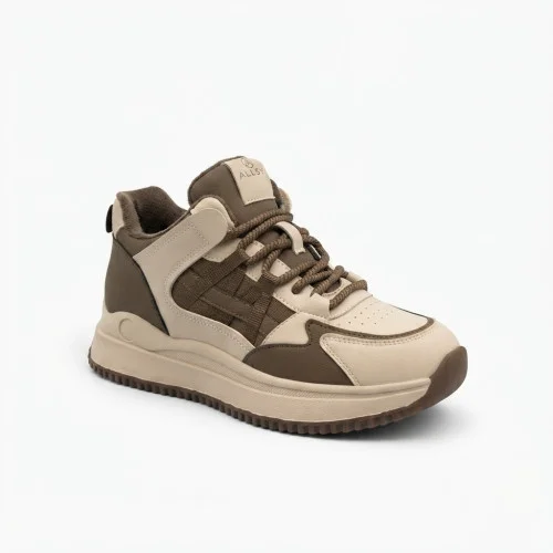 Women's high-top sneakers Allsy 218452 5671A-M 6302 COFFEE beige demi-season made of genuine leather
