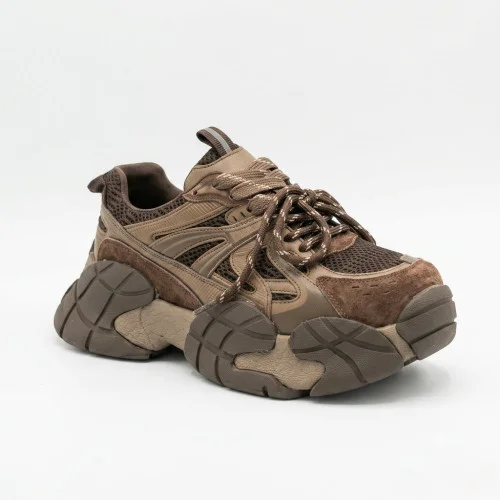 Women's trendy sneakers Allsy 214908 2609 6319 BROWN made of genuine leather in steel New Balance 9060 Chocolate Brown