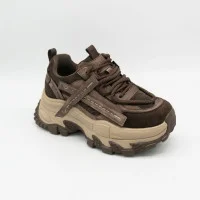 Жіночі трендові кросівки Allsy 217318 Lonza 219767 369-3001-18 26Z51R3419-2 6321 BROWN SUEDE коричневі з натуральної шкіри в стилі Balenciaga Triple S
