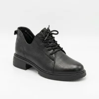 Жіночі шкіряні туфли ботійони Anna Lucci 218734 DX01331-37 A BLACK 6328 чорні демісезонні на стійких підборах з натуральної шкіри