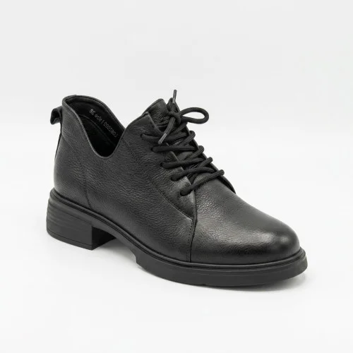 Жіночі шкіряні туфли ботійони Anna Lucci 218734 DX01331-37 A BLACK 6328 чорні демісезонні на стійких підборах з натуральної шкіри
